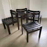 Set of vintage design slat chairs