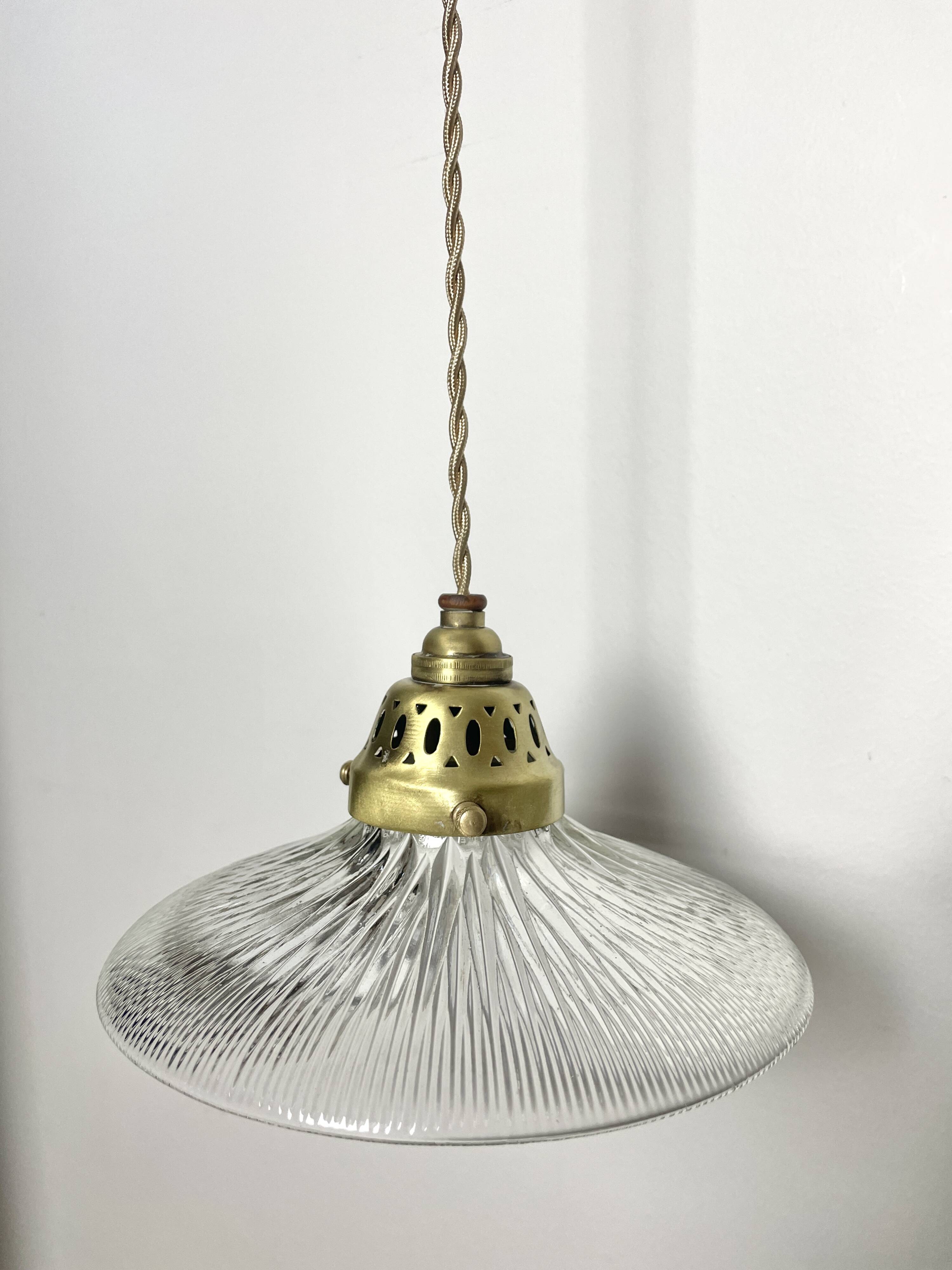 1950s glass pendant light