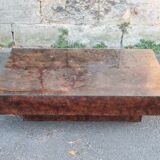 Table basse Loupe d'orme vintage 70