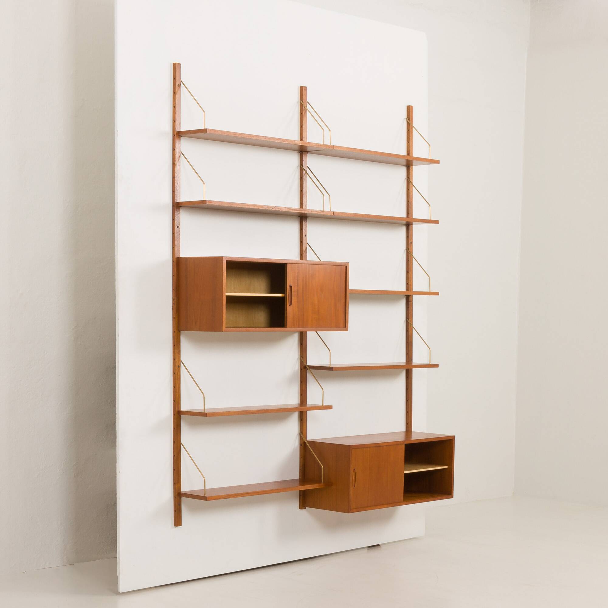 Danish mid-century teak wall unit with 2 cabinets, 1970s.