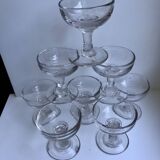 set of 9 small molded glass shot glasses early twentieth century