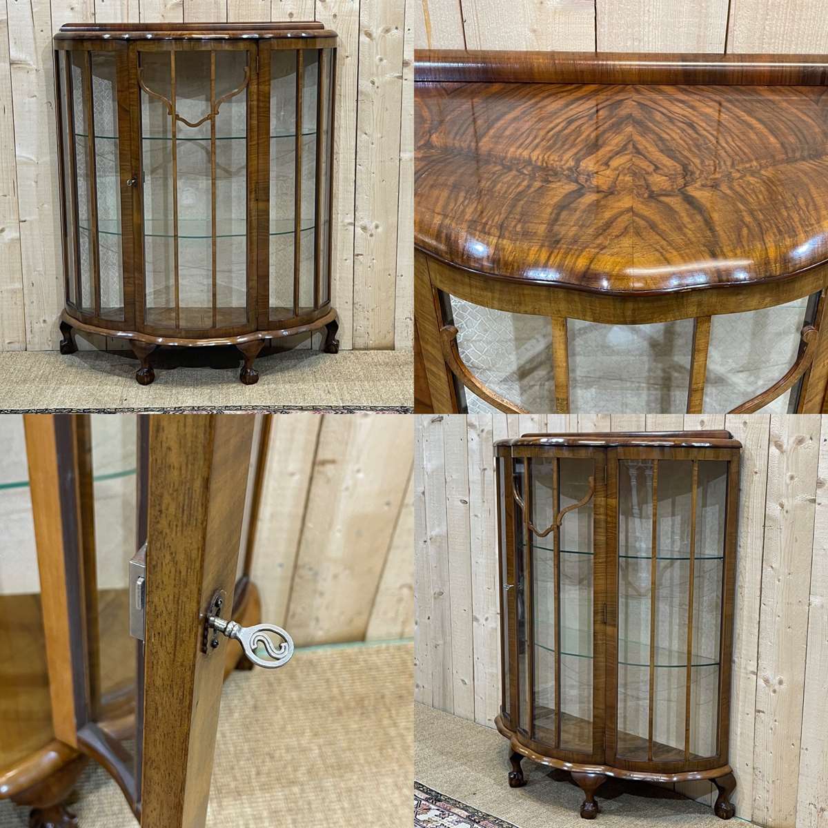 English Art Deco walnut showcase