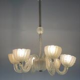 Venetian chandelier in colorless murano glass blown pressed and molded around 1950