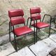 Pair of armchairs in red skai 1950 vintage design 50s 70