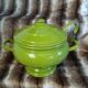 Vintage green enamelled tin soup tureen