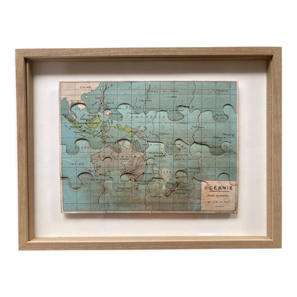 Puzzle géographique ancien encadré Océanie