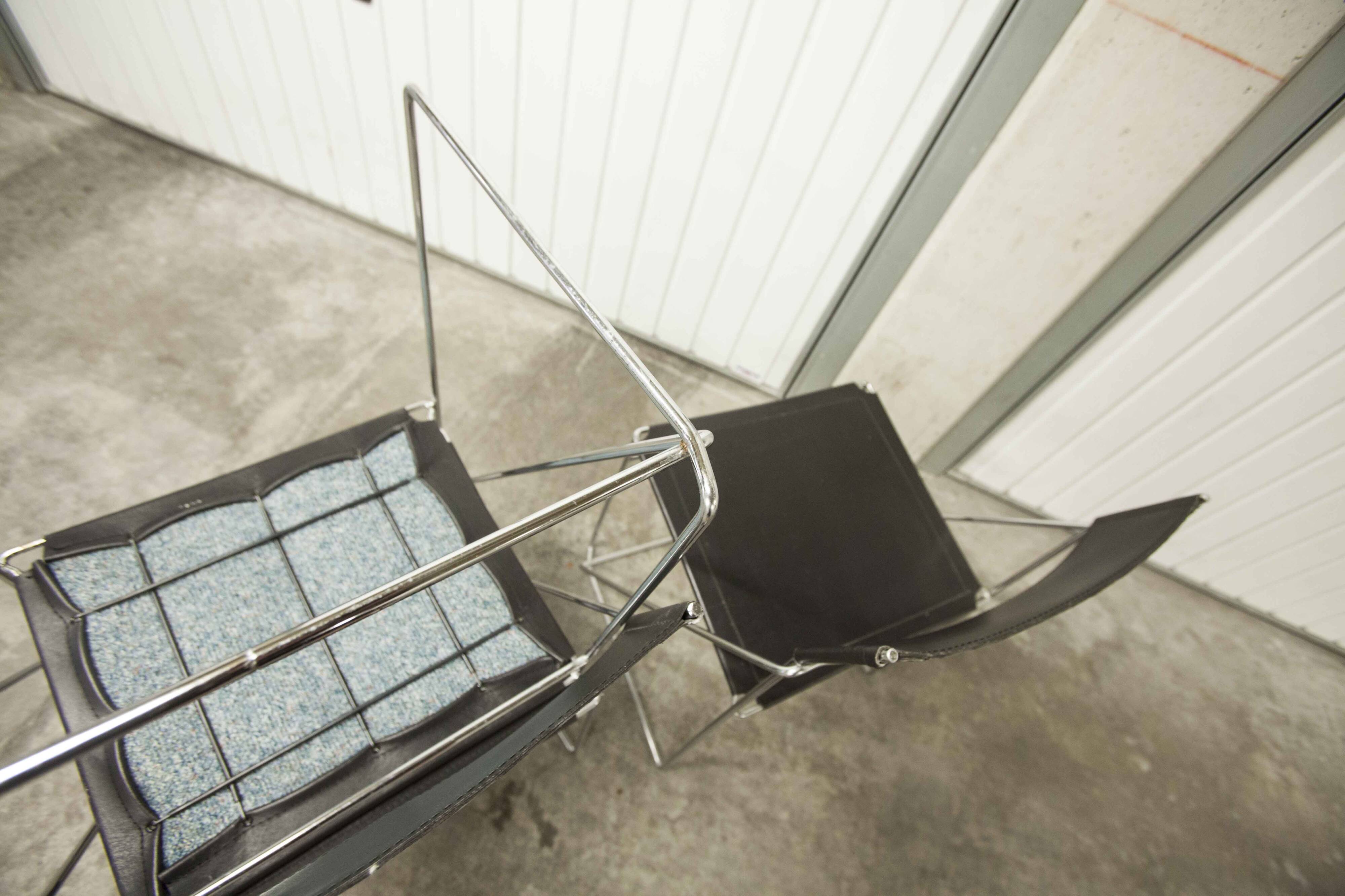 Set of 3 minimalist X line chairs by Niels Jorgen Haugesen for Hybodan