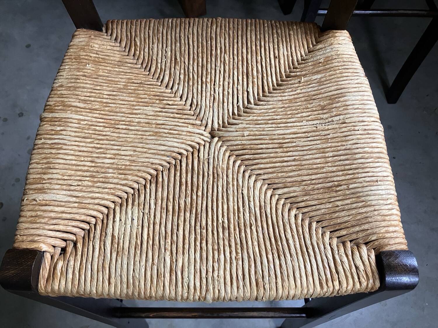Tabouret de bar 4x vintage jonc brocante