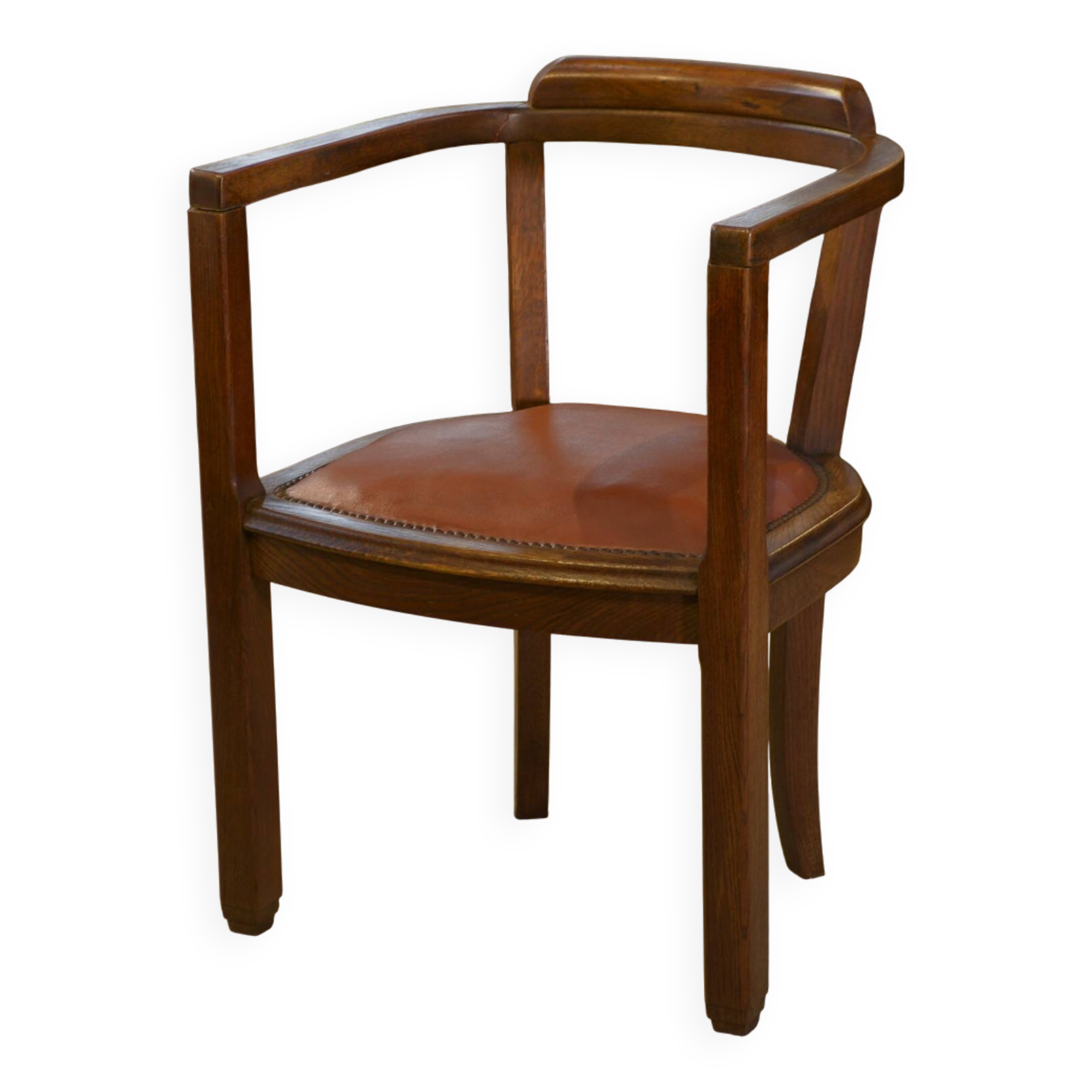 Fauteuil en chêne et skaï 1940’s