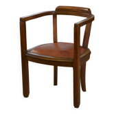 Oak and faux leather armchair 1940s