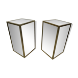 Pair of glass and nickel-plated brass tables from the 1950s