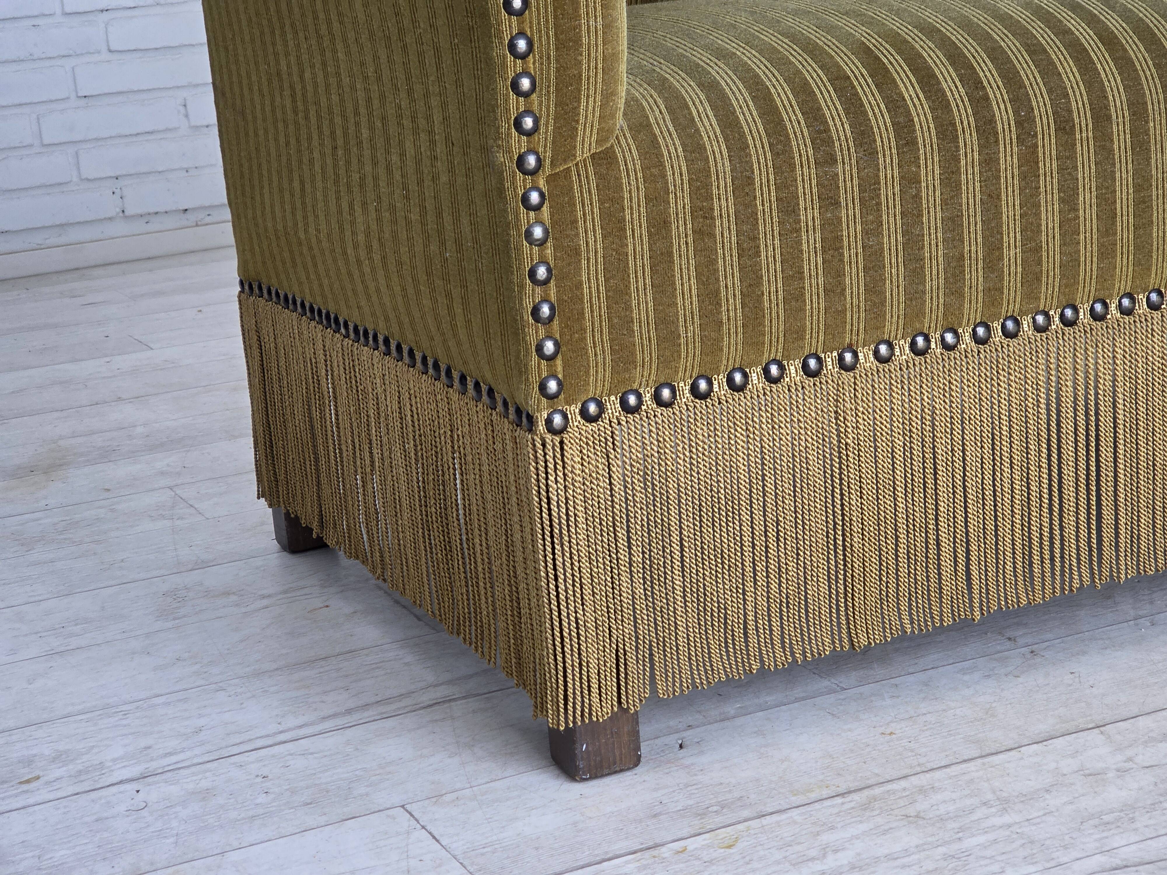 1970s, Danish 2-seater sofa, original green furniture velour.