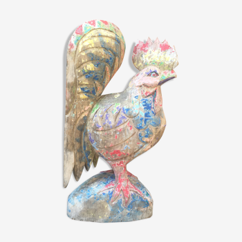 Coq en bois patiné