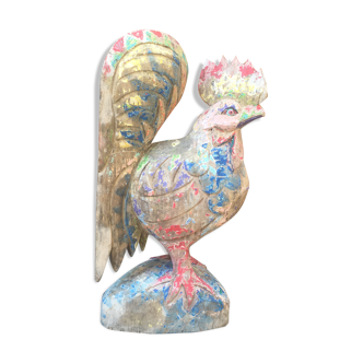Patinated wooden rooster