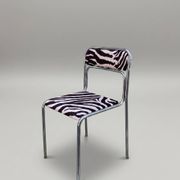Vintage tubular chair in chrome and zebra fabric, 1970s