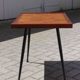 Modernist wood & steel coffee table France 1950s