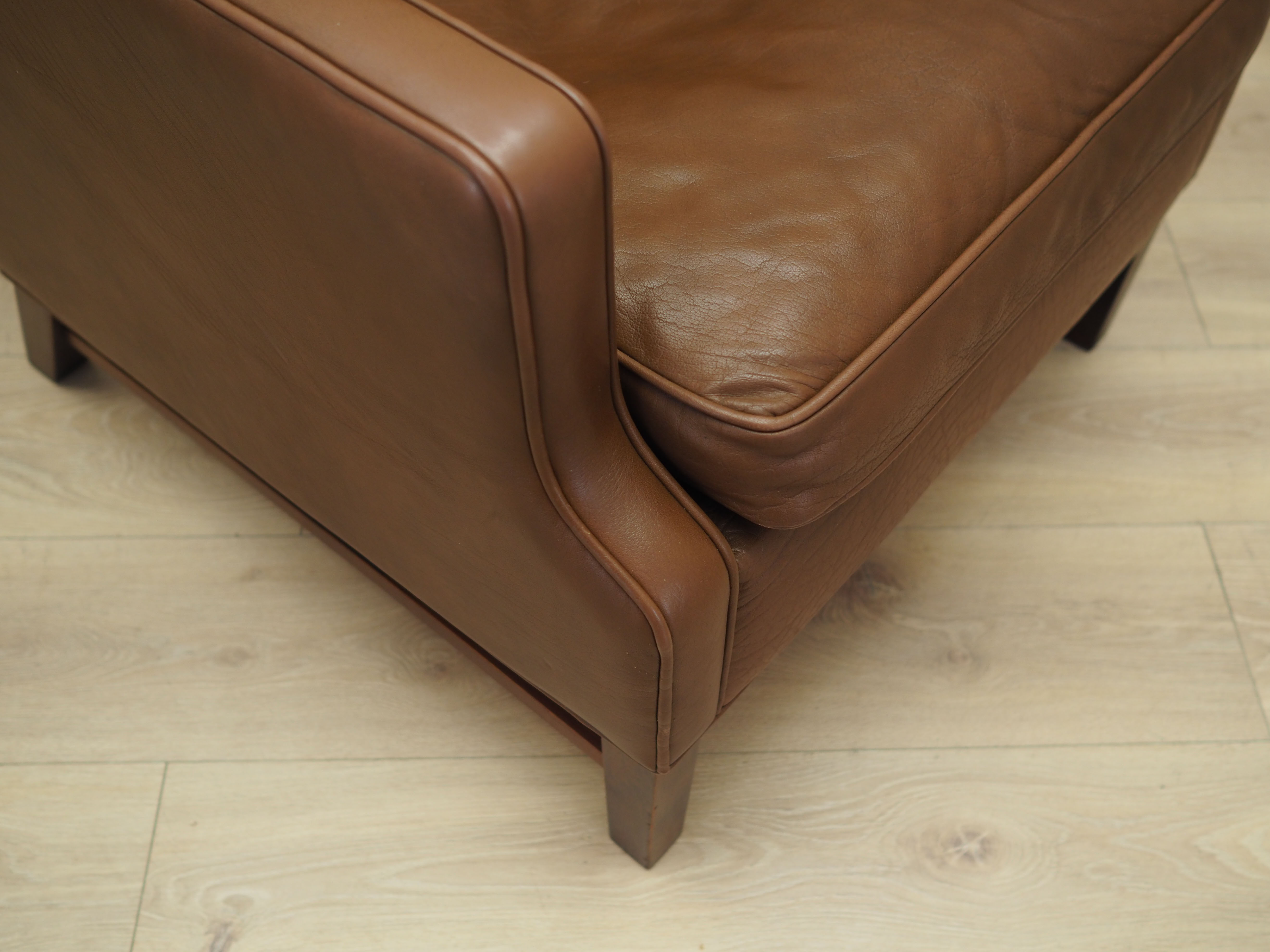 Brown leather armchair, Danish design, 1960s, production: Denmark