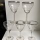 Set of 5 wine glasses in engraved crystal and silver edging 50s