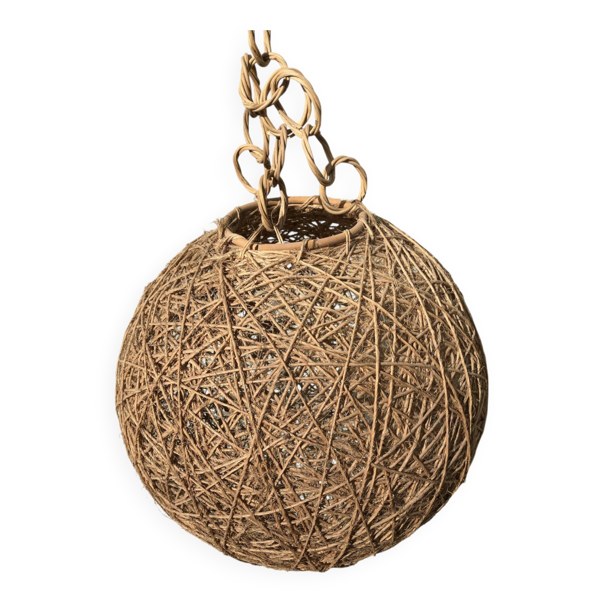 Hemp and rattan ball pendant lampshade