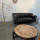 Old vintage leather and tubular metal sofa, design 70s