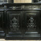 Renaissance Castle library in blackened wood with secret passage around 1850