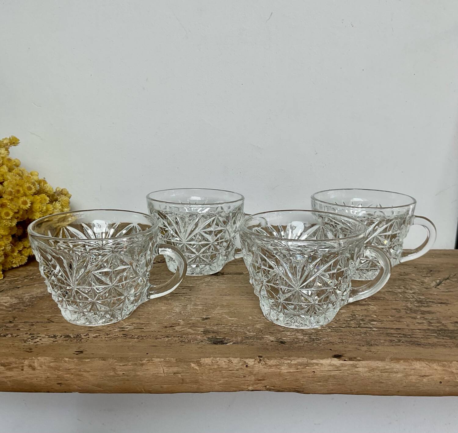Set of 4 cut glass cups
