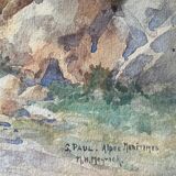 Watercolor painting circa 1900 Saint-Paul-de-Vence Alpes Maritime by MH Meyrick