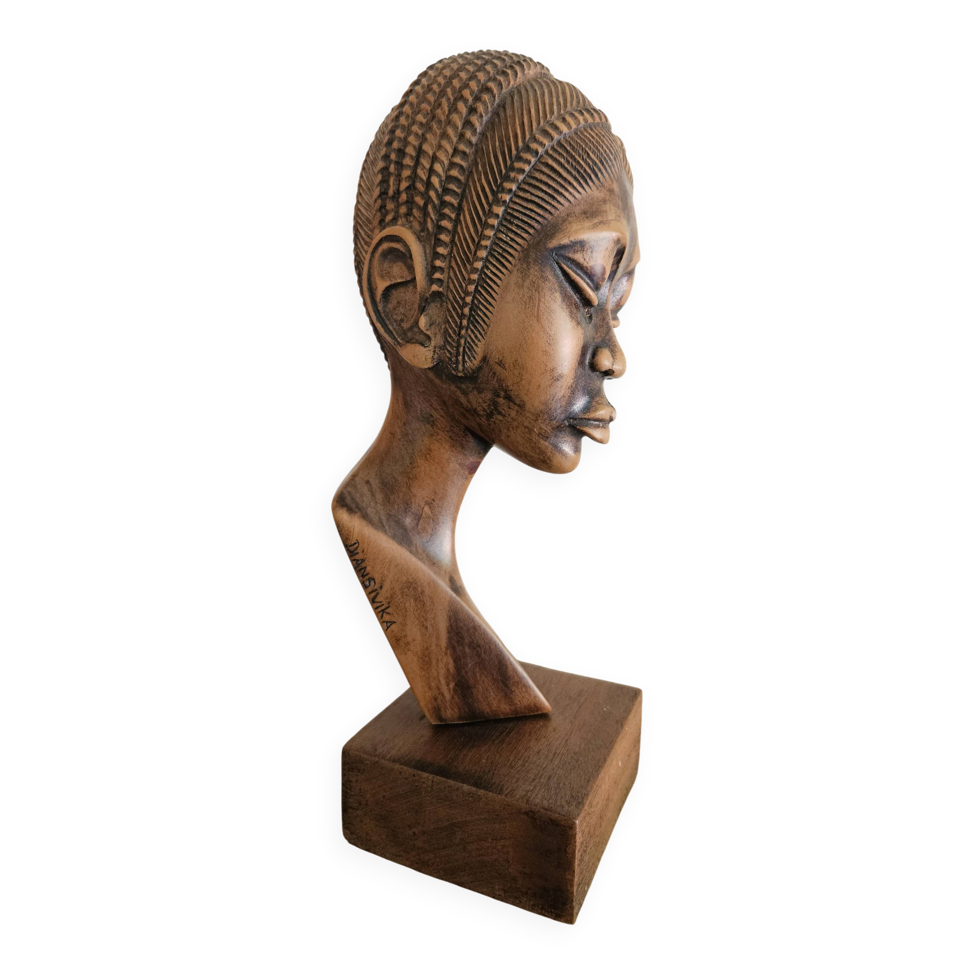 Bust of an African woman in precious wood