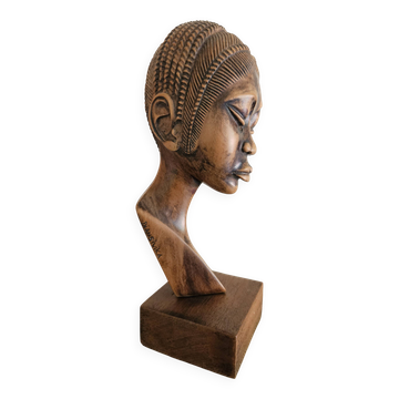 Buste de femme africaine en bois précieux