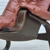 1970s, Scandinavian design, lounge chair, original very good condition, brown leather.