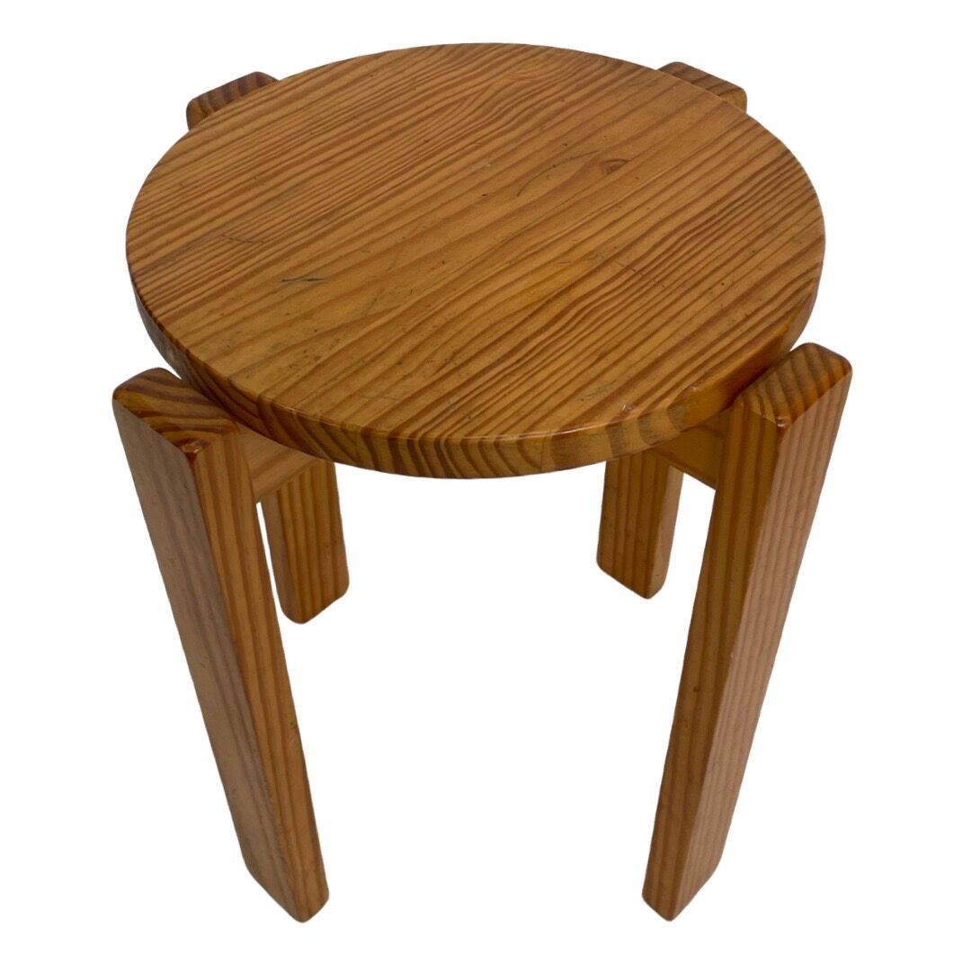 Mid century pinewood stool, 1960s minimalistic design