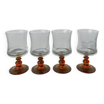 Amber stemmed glasses