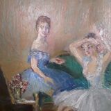 Oil on cardboard dancers early 20th century signed