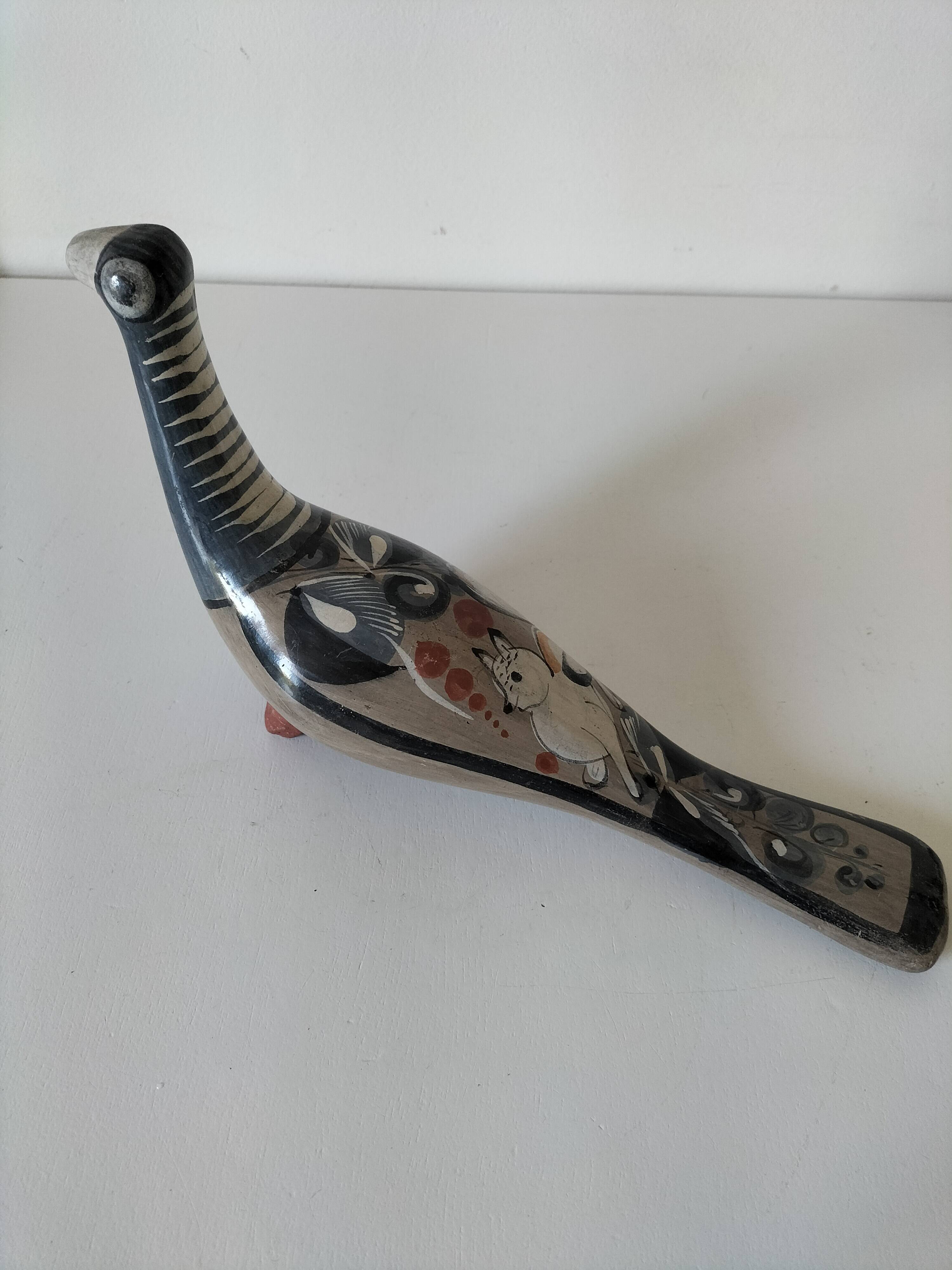 Ceramic dove from Mexico – Decorated with nahual cat