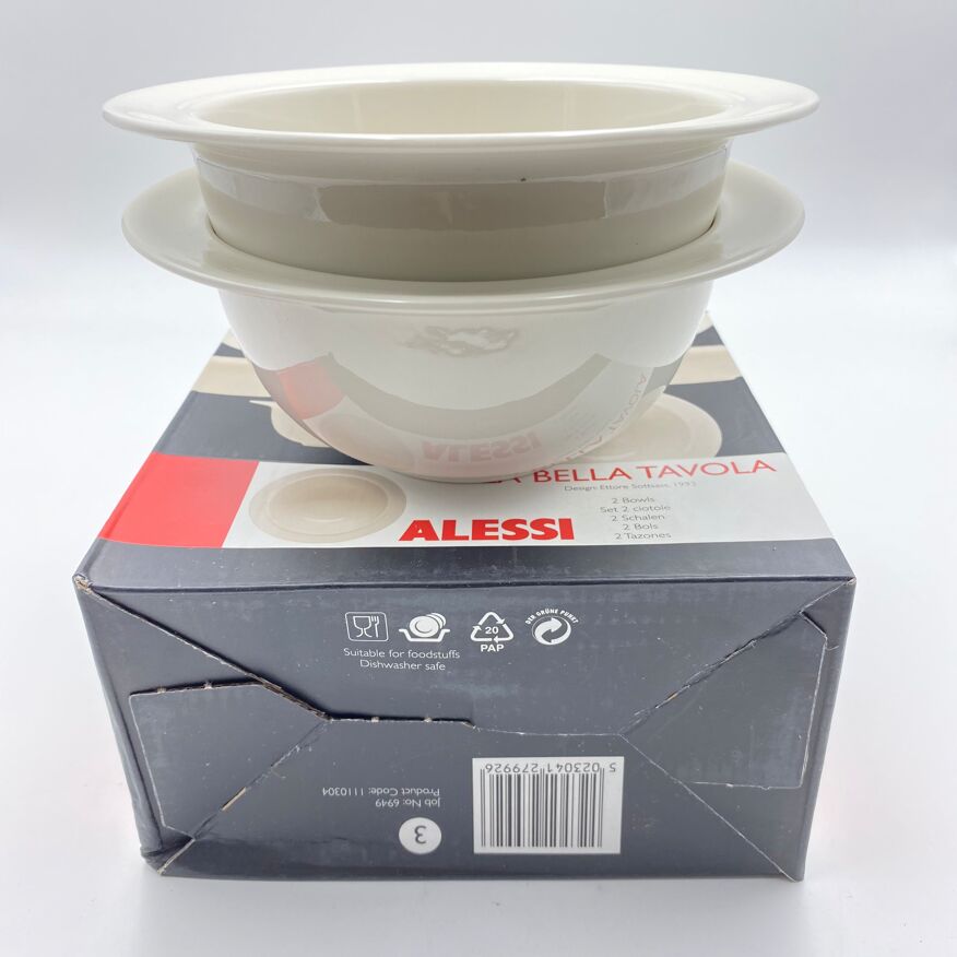Breakfast bowls by Ettore Sottsass for Alessi La Bella Tavola - 2 pieces  per box - New | Selency