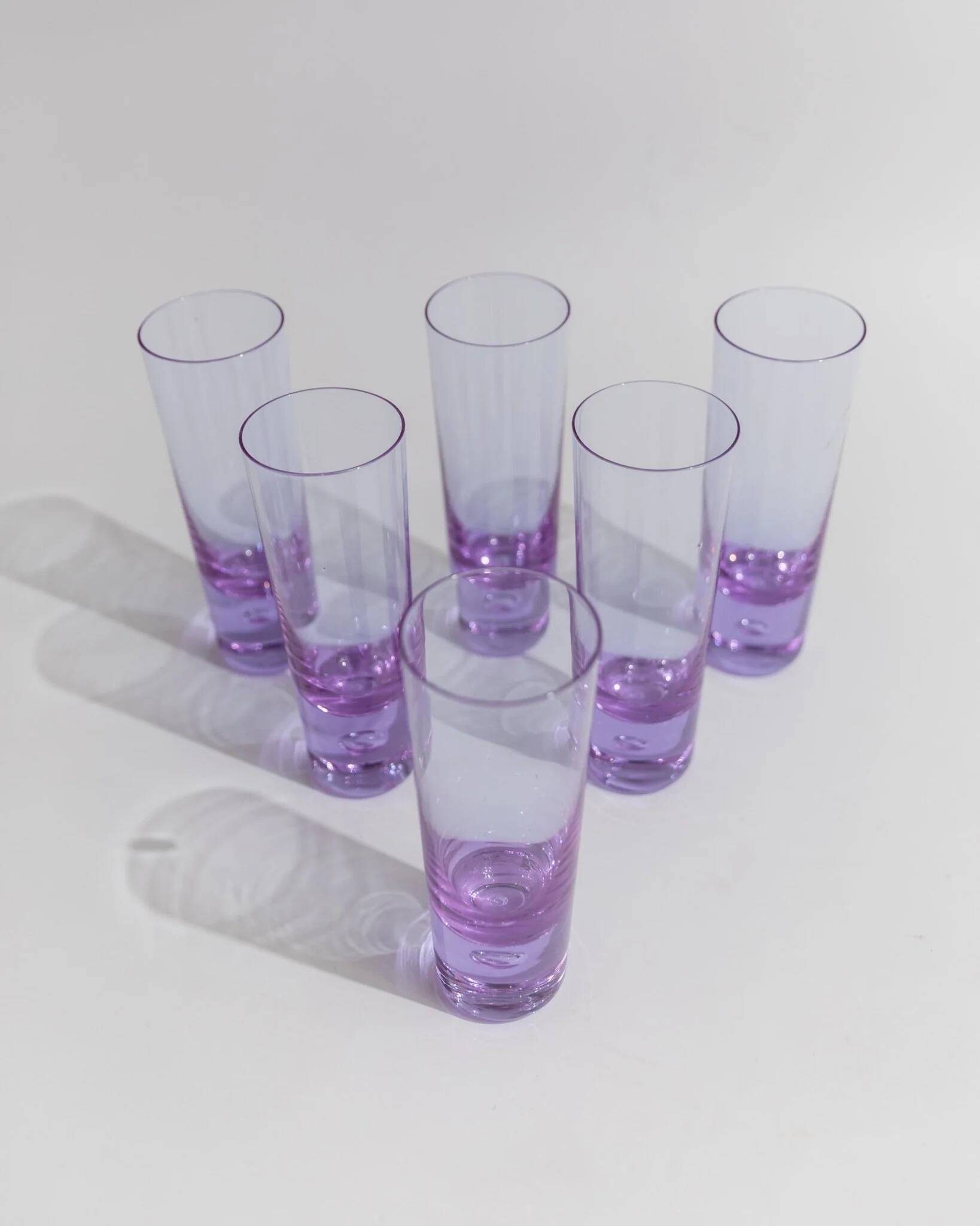 Set of 6 Vintage Alexandrite Purple Crystal Drinking Glasses - Murano Glass, 1970s Italy, Heavy Base