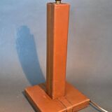 Modernist lamp base in fawn leather 1950s Le Tanneur Paris.