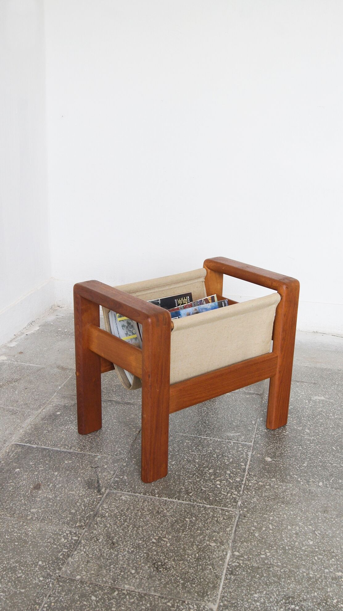 Mid-century danish modern teak magazine rack from salling stolefabrik