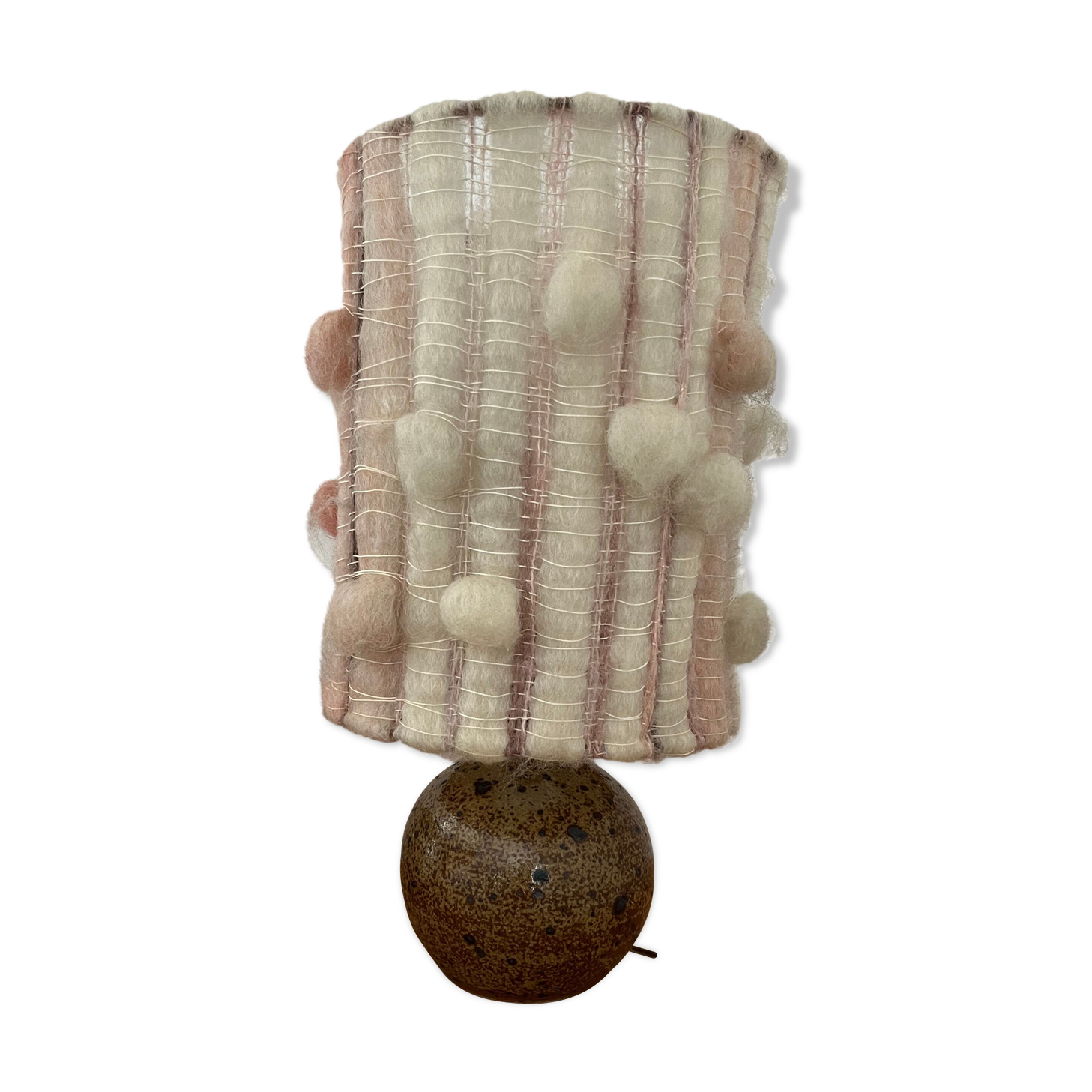 Stoneware lamp and lampshade in vintage wool