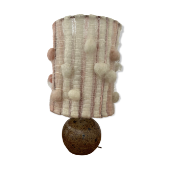 Stoneware lamp and lampshade in vintage wool