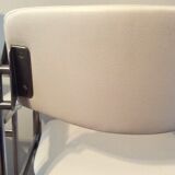 Set of 6 vintage chrome white leather chairs 70/80