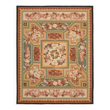 Handmade European Vintage Aubusson Kilim 280 cm x 366 cm