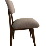 Set of 6 midcentury beige bouclé dining chairs, 1960s