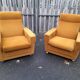 Pair of armchairs from the 70s in ochre velvet