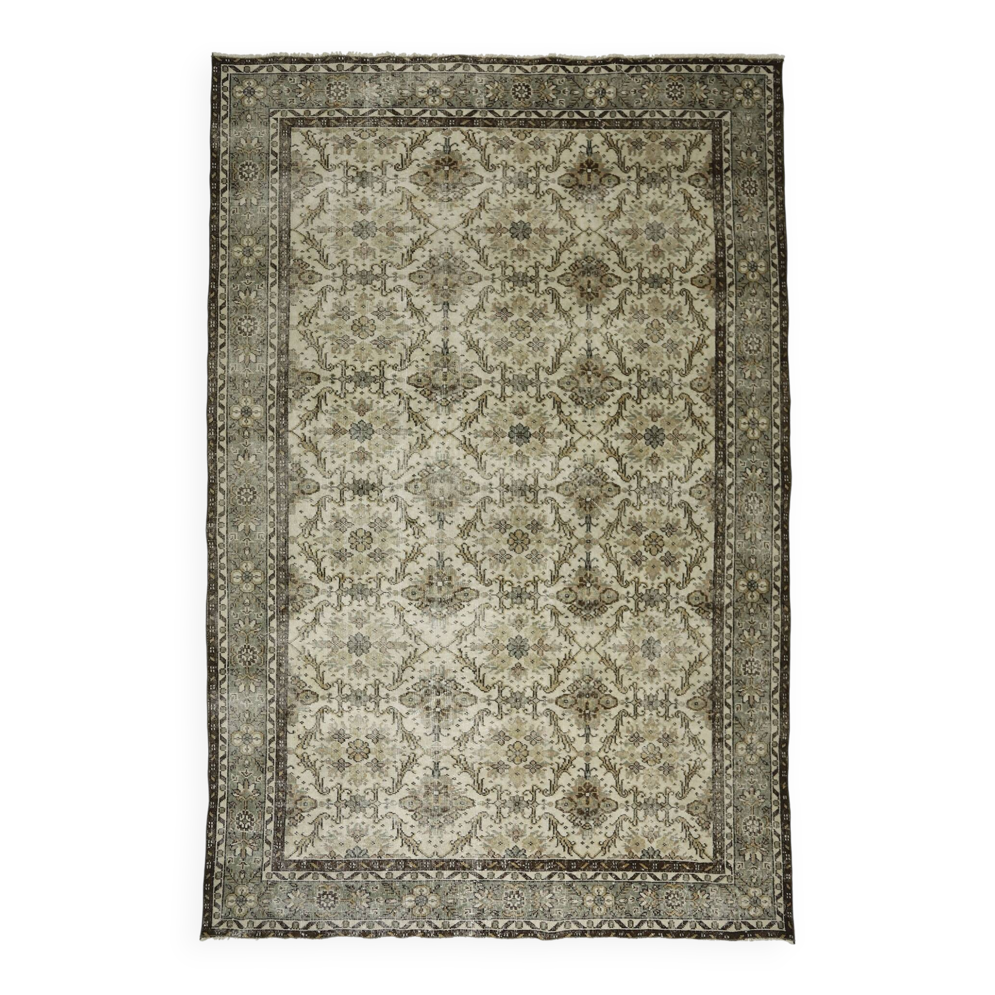 Grand Tapis Oushak Vintage à Motifs Orientaux – Laine 100 % – 320 × 210 cm