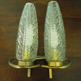 Vintage Glass Moulded Wall Sconces, 1960s, Set of 2