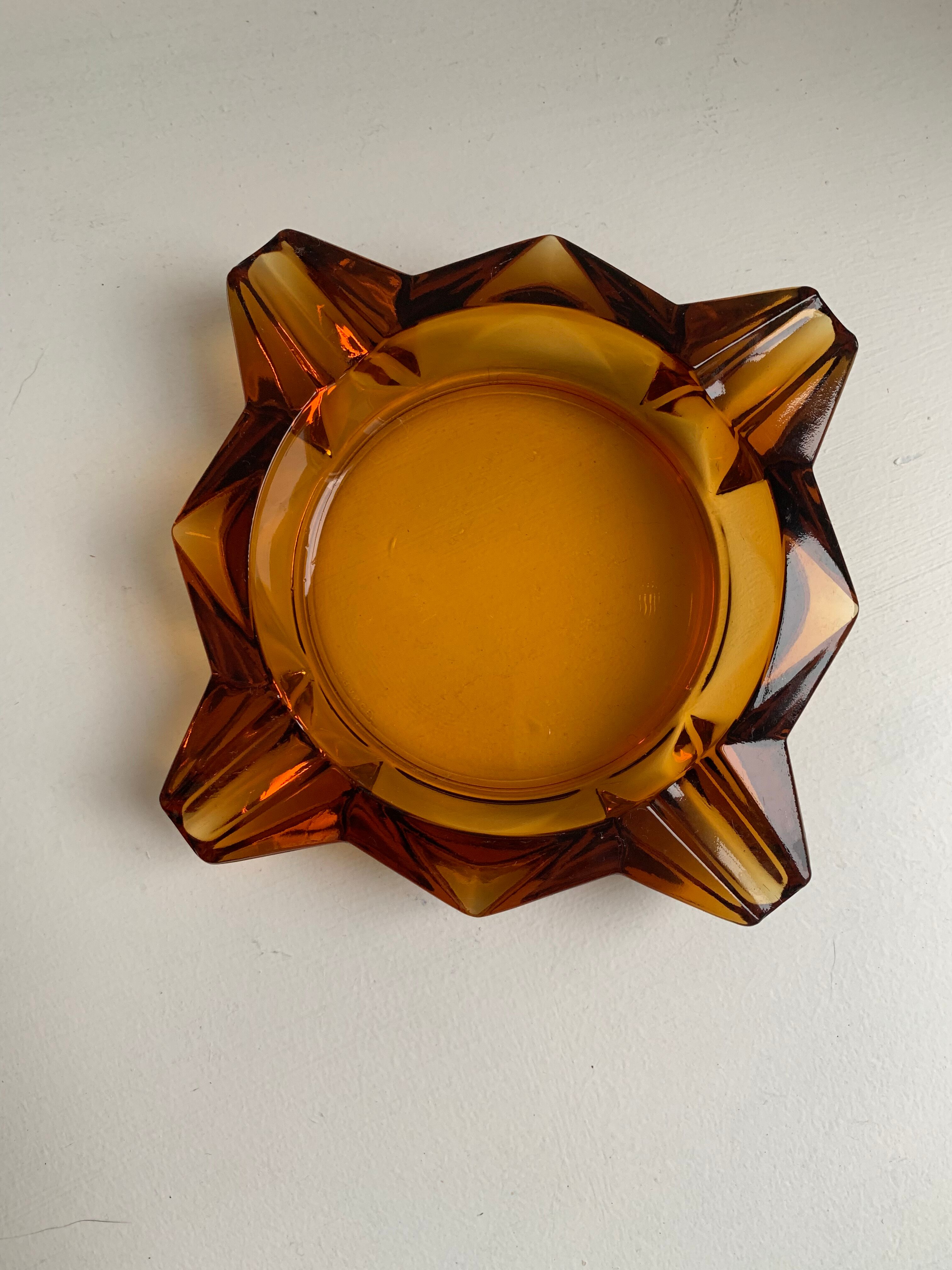 Orange smoked glass ashtray