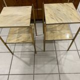 Pair of vintage marble and brass end tables 1970s