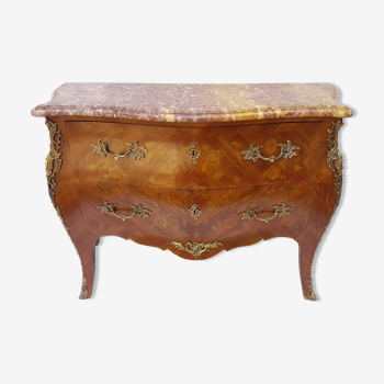 Dresser style Louis XV marble pink and bronze