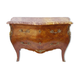 Dresser style Louis XV marble pink and bronze